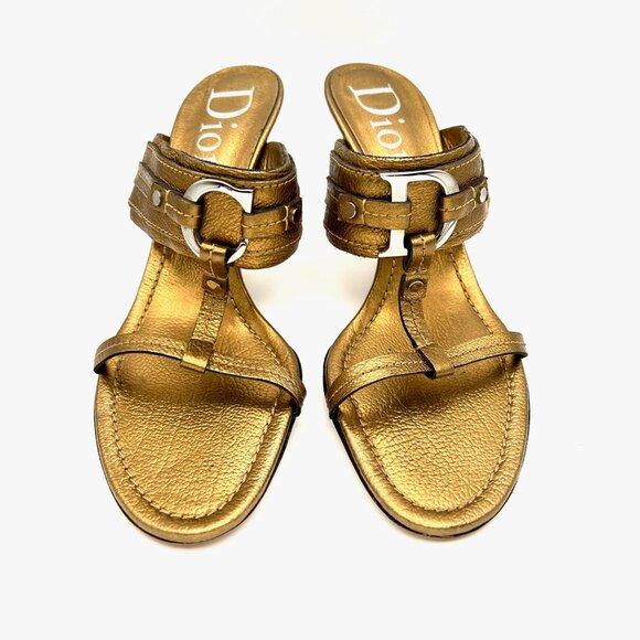 Christian Dior Sandals in Metallic Leather - Picture 1 of 12